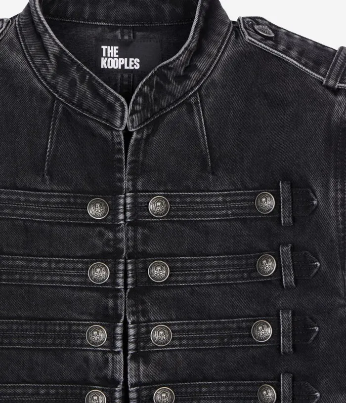 Women Officerstyle Grey Denim Jacket THE KOOPLES Coats and Jackets