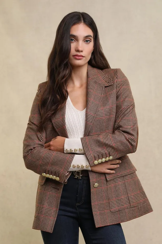Women Paddington Blazer Clarence Check Merlot Holland Cooper Tailoring