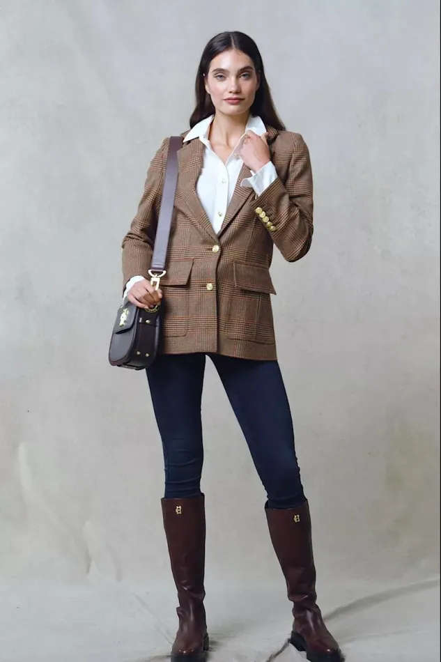 Women Paddington Blazer Clarence Check Merlot Holland Cooper Tailoring