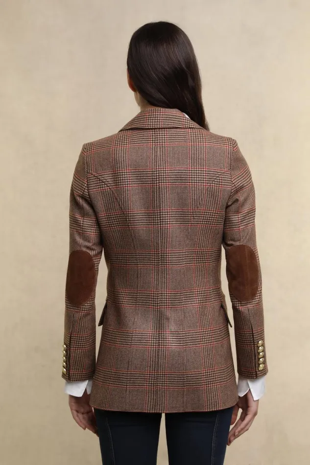 Women Paddington Blazer Clarence Check Merlot Holland Cooper Tailoring