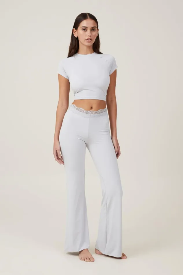 Women Pajamas Cotton On Soft Lounge Lace Flare Grey