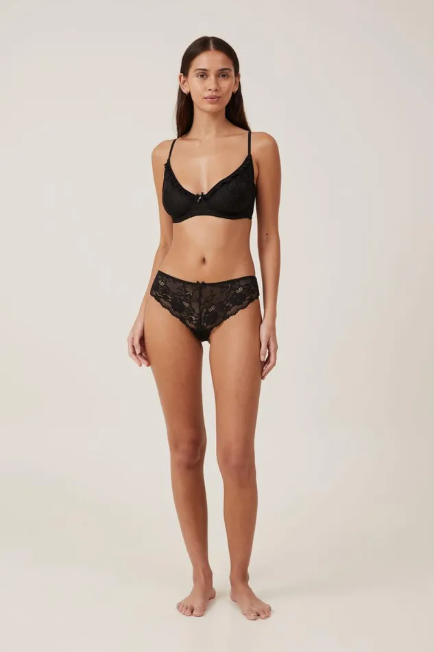 Women Panties Cotton On Everyday All Over Lace Cheeky Brief Black