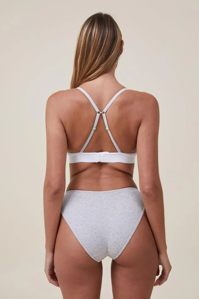 Women Panties Cotton On Organic Cotton Rib Bikini Brief Mid Grey Marle