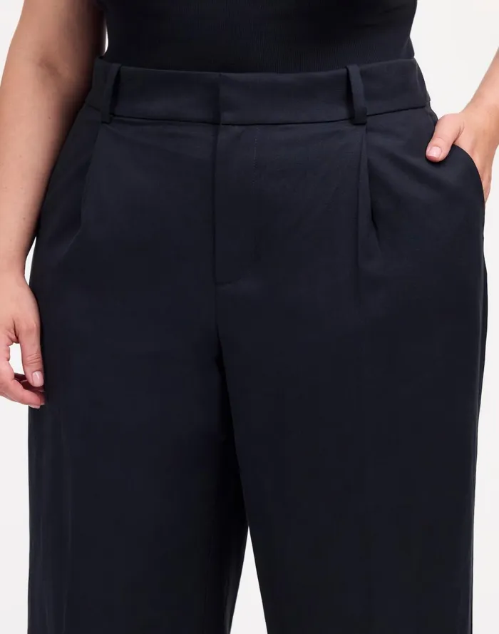 Women Pants Madewell Plus Slouchy Straight Pants In Drapey Twill True Black