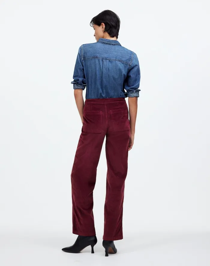 Women Pants Madewell The Emmett WideLeg Pant In Corduroy Welt Pocket Edition Bordeaux