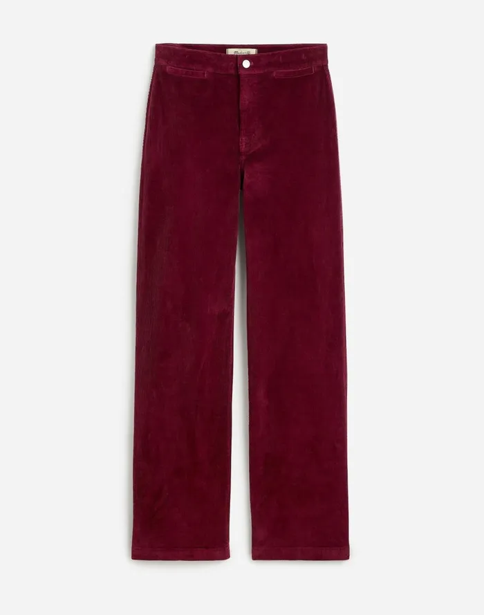 Women Pants Madewell The Emmett WideLeg Pant In Corduroy Welt Pocket Edition Bordeaux