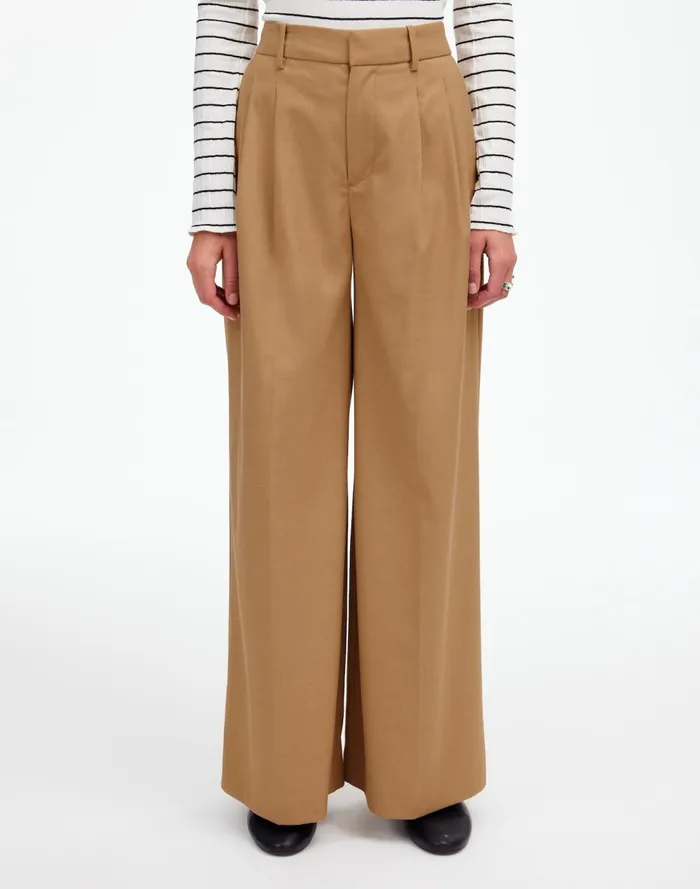 Women Pants Madewell The Harlow SuperwideLeg Trouser In Flannel Light Neutral