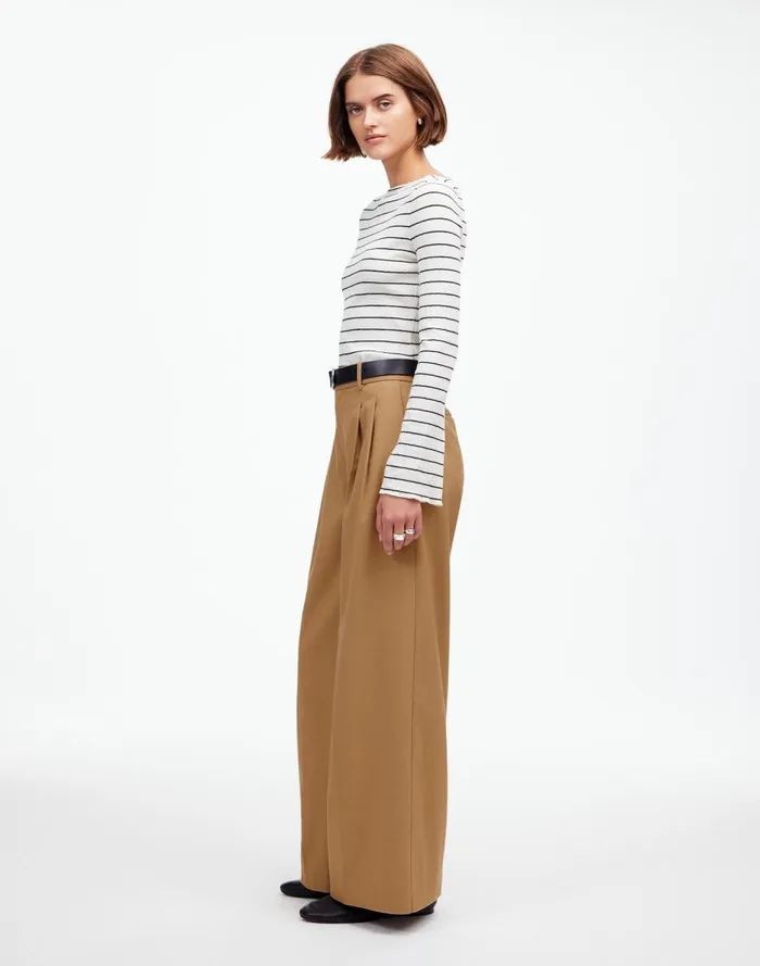 Women Pants Madewell The Harlow SuperwideLeg Trouser In Flannel Light Neutral