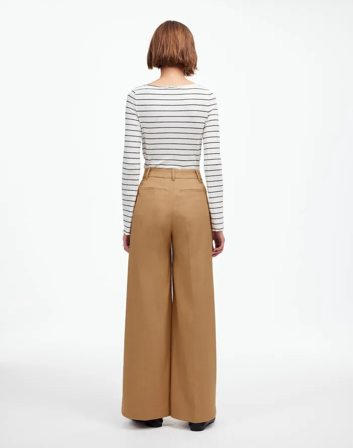 Women Pants Madewell The Harlow SuperwideLeg Trouser In Flannel Light Neutral