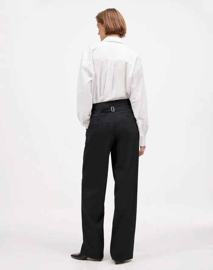 Women Pants Madewell The Harlow WideLeg Pant In Flannel Dark Grey