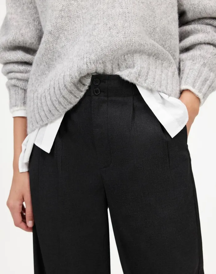 Women Pants Madewell The Harlow WideLeg Pant In Flannel Dark Grey