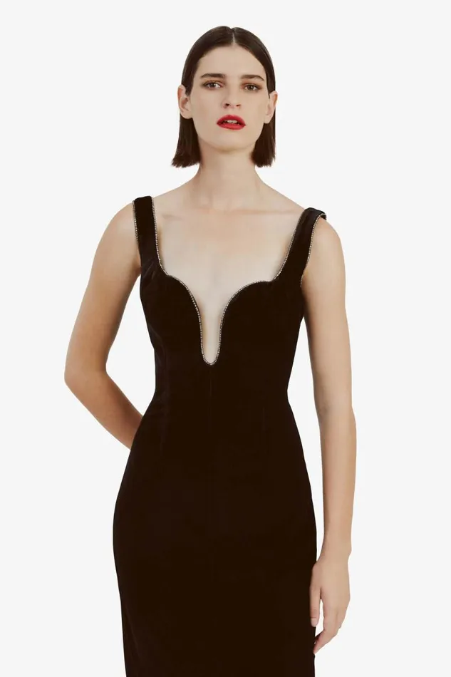Women Party Dresses Bardot Brooklyn Velour Midi Dress In Black Black Women Party Dresses Bardot Brooklyn Velour Midi Dress In Black Black