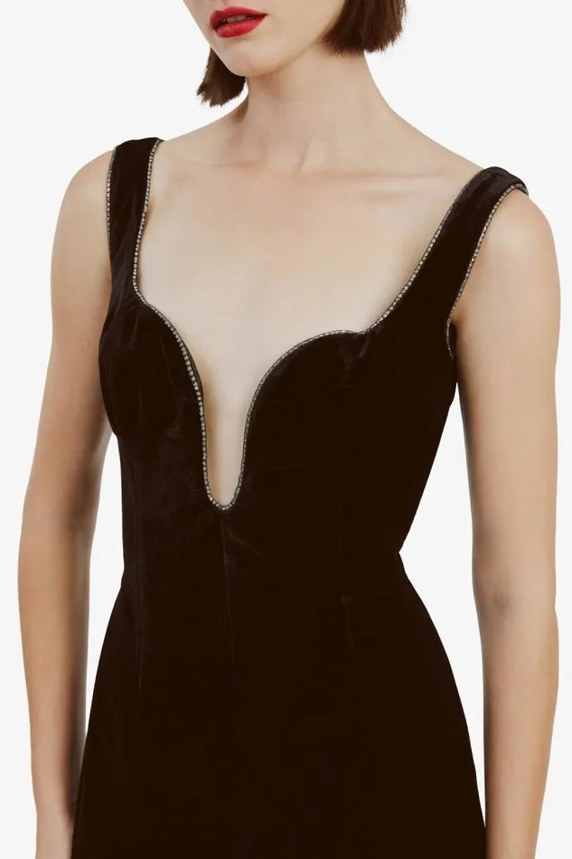 Women Party Dresses Bardot Brooklyn Velour Midi Dress In Black Black Women Party Dresses Bardot Brooklyn Velour Midi Dress In Black Black