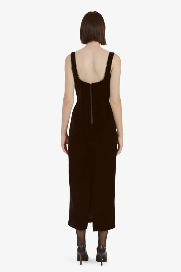 Women Party Dresses Bardot Brooklyn Velour Midi Dress In Black Black Women Party Dresses Bardot Brooklyn Velour Midi Dress In Black Black