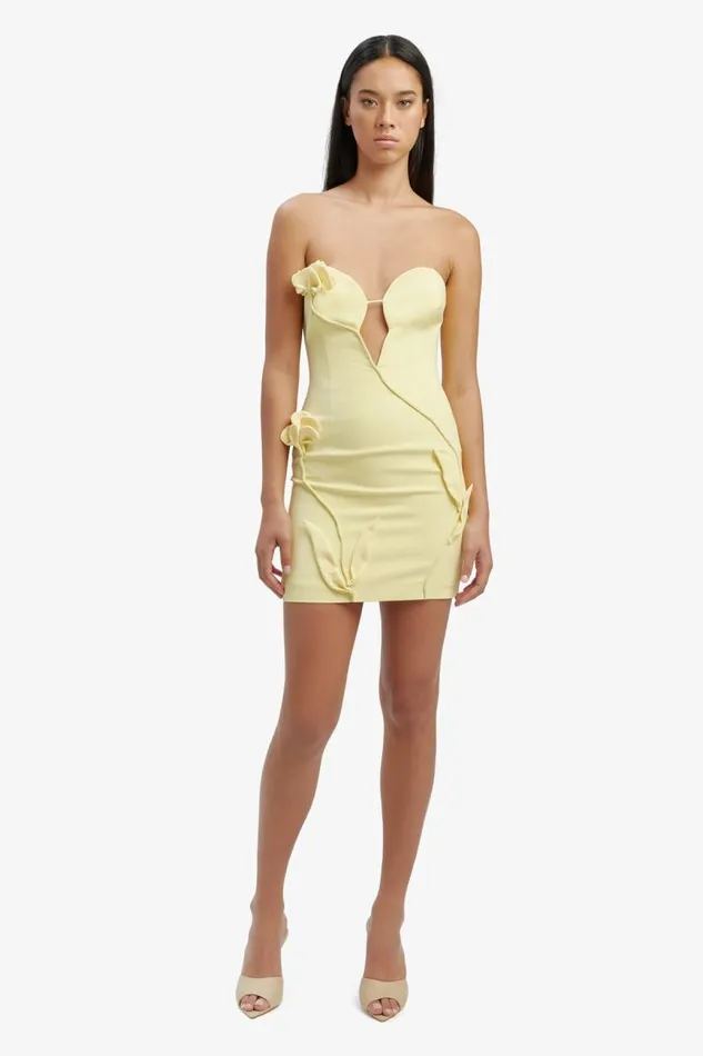 Women Party Dresses Bardot Eleni Flower Detail Mini Dress In Canary Yellow Canary Yellow Women Party Dresses Bardot Eleni Flower Detail Mini Dress In Canary Yellow Canary Yellow