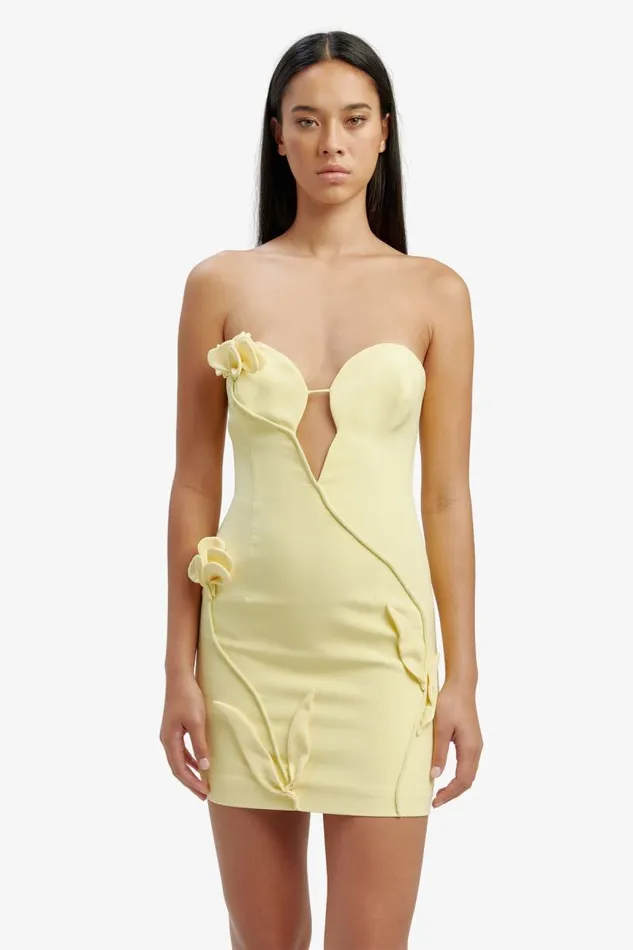Women Party Dresses Bardot Eleni Flower Detail Mini Dress In Canary Yellow Canary Yellow Women Party Dresses Bardot Eleni Flower Detail Mini Dress In Canary Yellow Canary Yellow