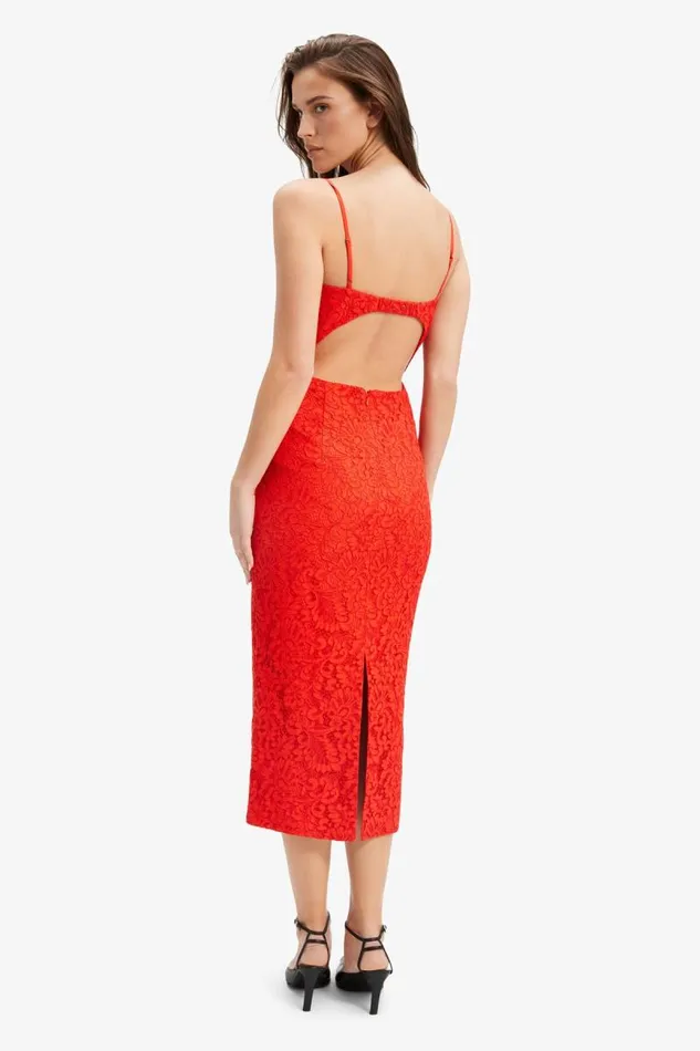 Women Party Dresses Bardot Ivanna Lace Midi Dress In Fire Red Fire Red Women Party Dresses Bardot Ivanna Lace Midi Dress In Fire Red Fire Red