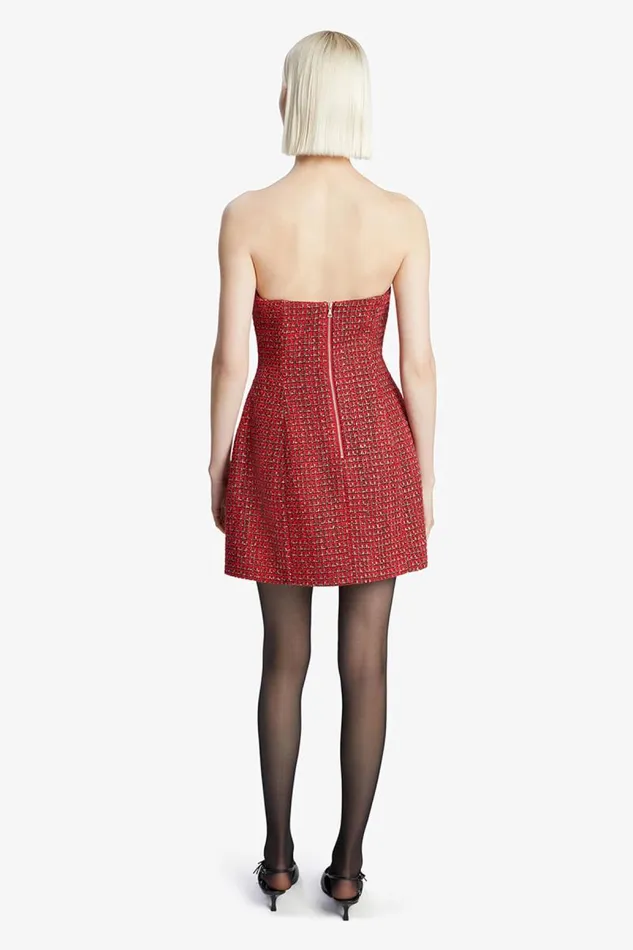 Women Party Dresses Bardot Karoline Boucle Mini Dress In Red Check Red Check Women Party Dresses Bardot Karoline Boucle Mini Dress In Red Check Red Check