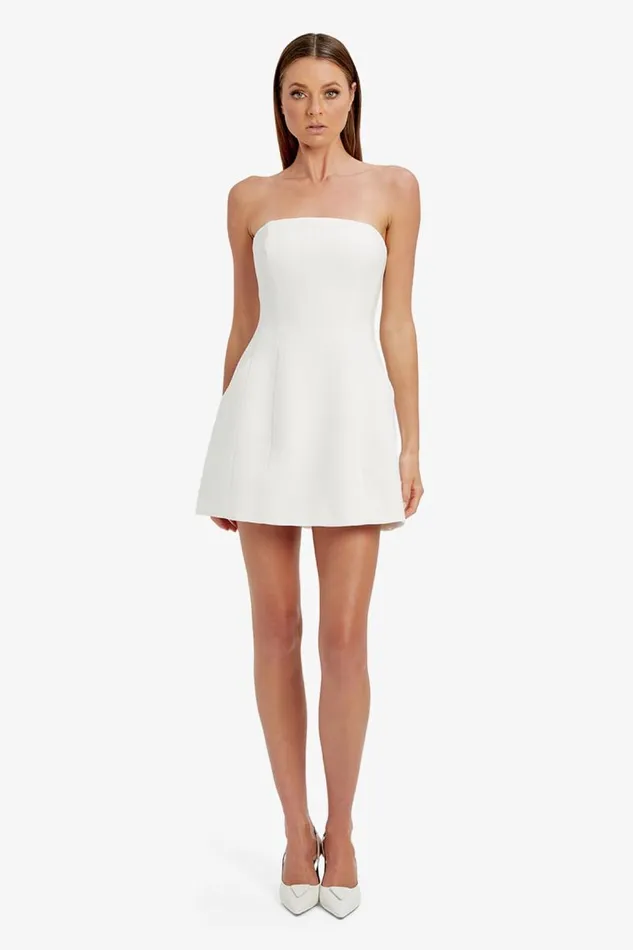 Women Party Dresses Bardot Karoline Hour Glass Dress In Orchid White Orchid White Women Party Dresses Bardot Karoline Hour Glass Dress In Orchid White Orchid White