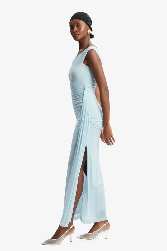 Women Party Dresses Bardot Layana Asym Maxi Dress In Light Blue Light Blue