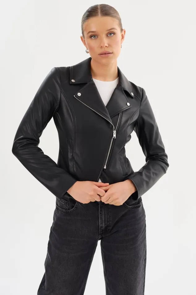Women PASCALE Fitted Faux Leather Jacket Black LAMARQUE Leather Jackets Women PASCALE Fitted Faux Leather Jacket Black LAMARQUE Leather Jackets