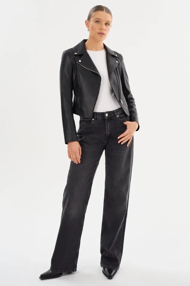 Women PASCALE Fitted Faux Leather Jacket Black LAMARQUE Leather Jackets Women PASCALE Fitted Faux Leather Jacket Black LAMARQUE Leather Jackets