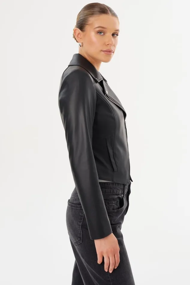 Women PASCALE Fitted Faux Leather Jacket Black LAMARQUE Leather Jackets Women PASCALE Fitted Faux Leather Jacket Black LAMARQUE Leather Jackets