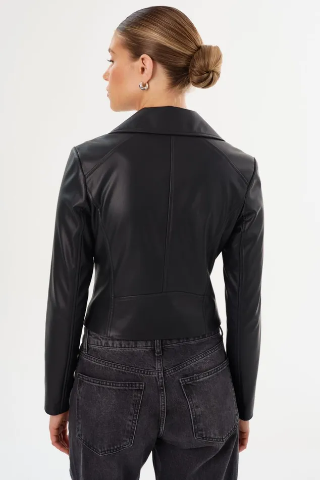 Women PASCALE Fitted Faux Leather Jacket Black LAMARQUE Leather Jackets Women PASCALE Fitted Faux Leather Jacket Black LAMARQUE Leather Jackets