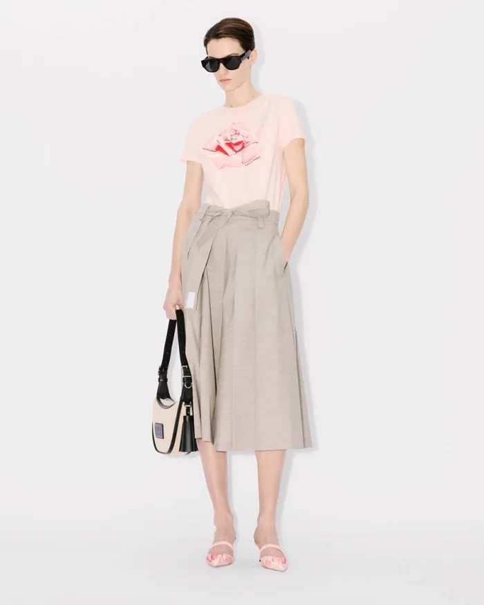 Women Pleated Long Shorts Misty Grey Kenzo Pants And Shorts