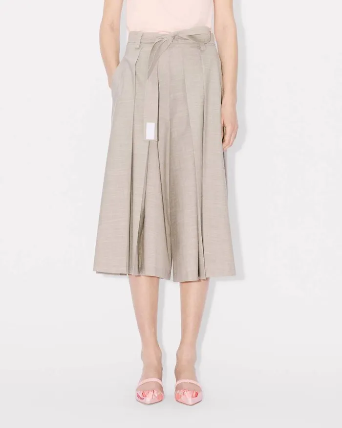 Women Pleated Long Shorts Misty Grey Kenzo Pants And Shorts