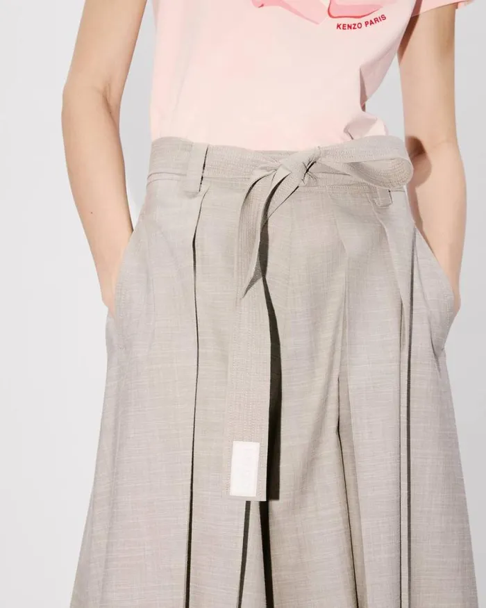 Women Pleated Long Shorts Misty Grey Kenzo Pants And Shorts