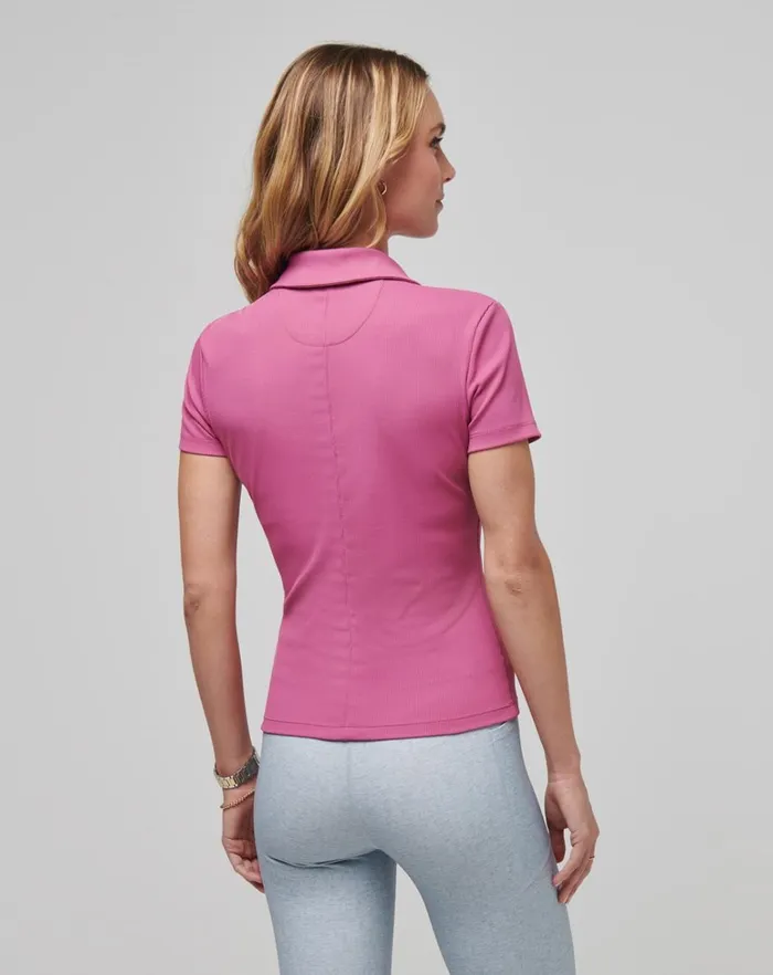 Women Polos TravisMathew MOVEKNIT VNECK POLO Red Violet Women Polos TravisMathew MOVEKNIT VNECK POLO Red Violet