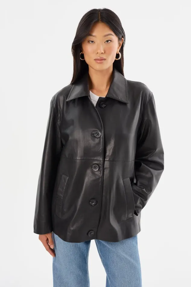 Women PRESLEY Leather Shacket Black LAMARQUE Leather Jackets Women PRESLEY Leather Shacket Black LAMARQUE Leather Jackets