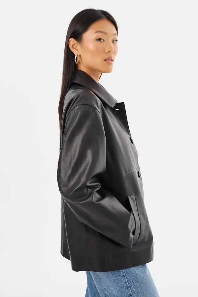 Women PRESLEY Leather Shacket Black LAMARQUE Leather Jackets Women PRESLEY Leather Shacket Black LAMARQUE Leather Jackets