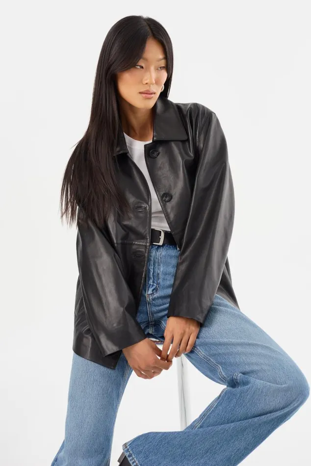 Women PRESLEY Leather Shacket Black LAMARQUE Leather Jackets Women PRESLEY Leather Shacket Black LAMARQUE Leather Jackets