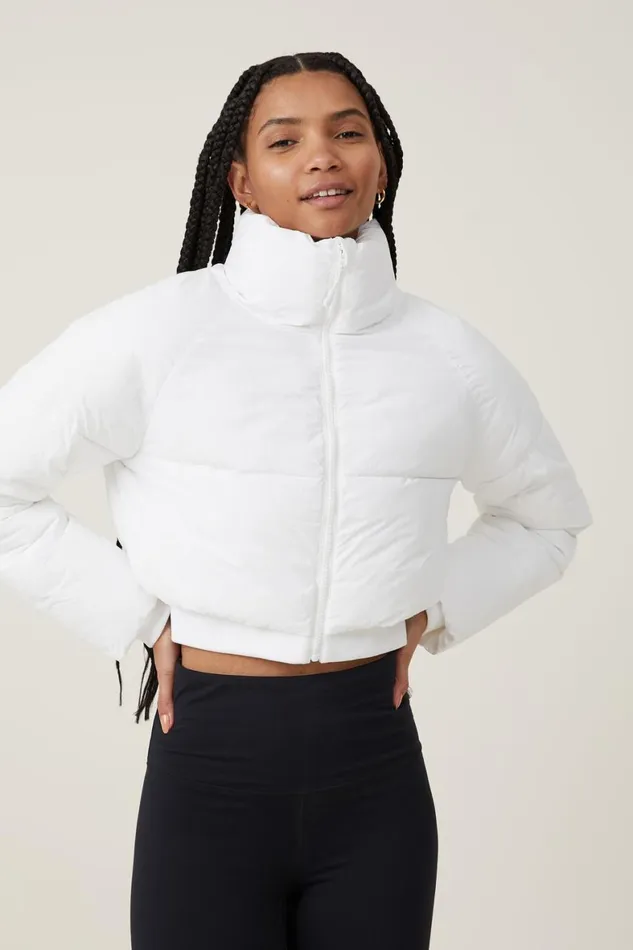 Women Puffers and Jackets Cotton On The Recycled Cropped Mother Puffer 20 White