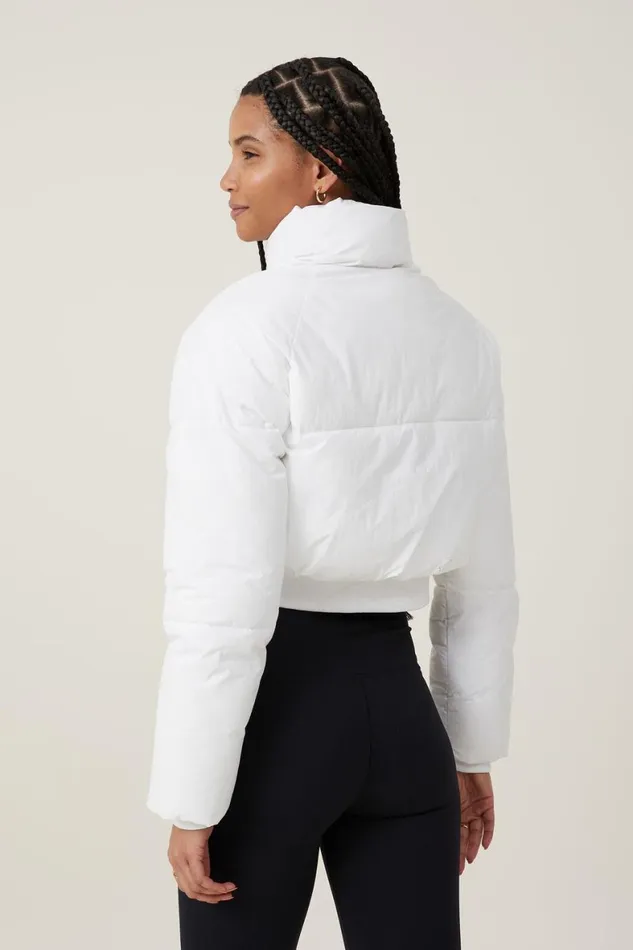Women Puffers and Jackets Cotton On The Recycled Cropped Mother Puffer 20 White