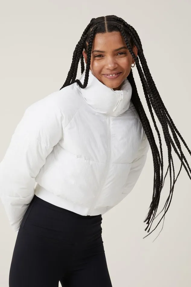 Women Puffers and Jackets Cotton On The Recycled Cropped Mother Puffer 20 White