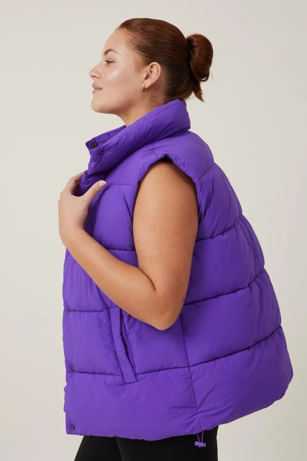 Women Puffers and Jackets Cotton On The Recycled Mother Puffer Vest 20 Royal Purple