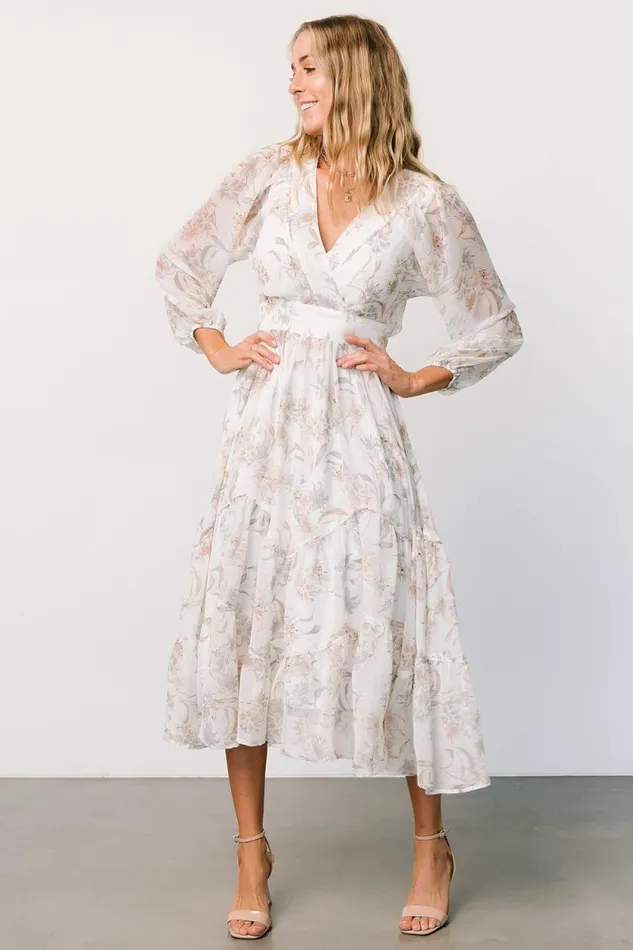 Women Raven Midi Dress Off White Floral Baltic Born Midi Dresses Women Raven Midi Dress Off White Floral Baltic Born Midi Dresses