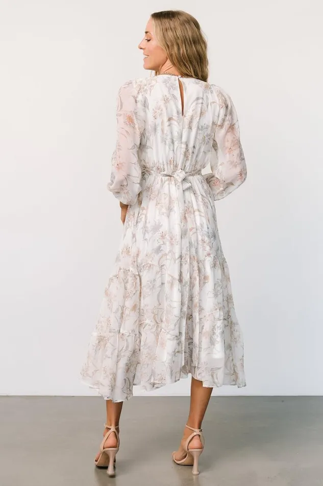 Women Raven Midi Dress Off White Floral Baltic Born Midi Dresses Women Raven Midi Dress Off White Floral Baltic Born Midi Dresses