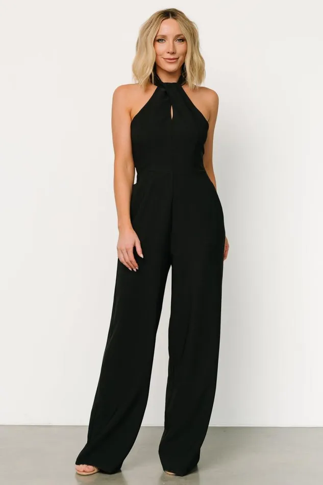 Women Raya Halter Jumpsuit Black Baltic Born Jumpsuits and Rompers