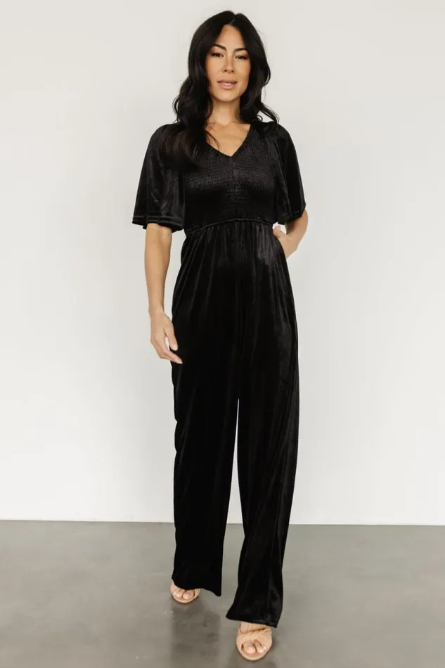 Women Regent Velvet Jumpsuit Black Baltic Born Jumpsuits and Rompers