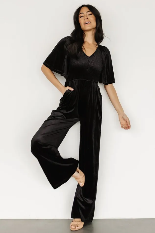 Women Regent Velvet Jumpsuit Black Baltic Born Jumpsuits and Rompers Women Regent Velvet Jumpsuit Black Baltic Born Jumpsuits and Rompers