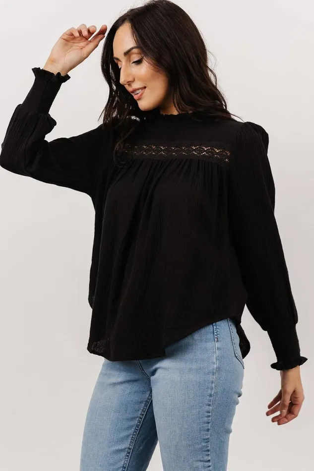 Women Revere Lace Top Black Baltic Born Blouses and Shirts