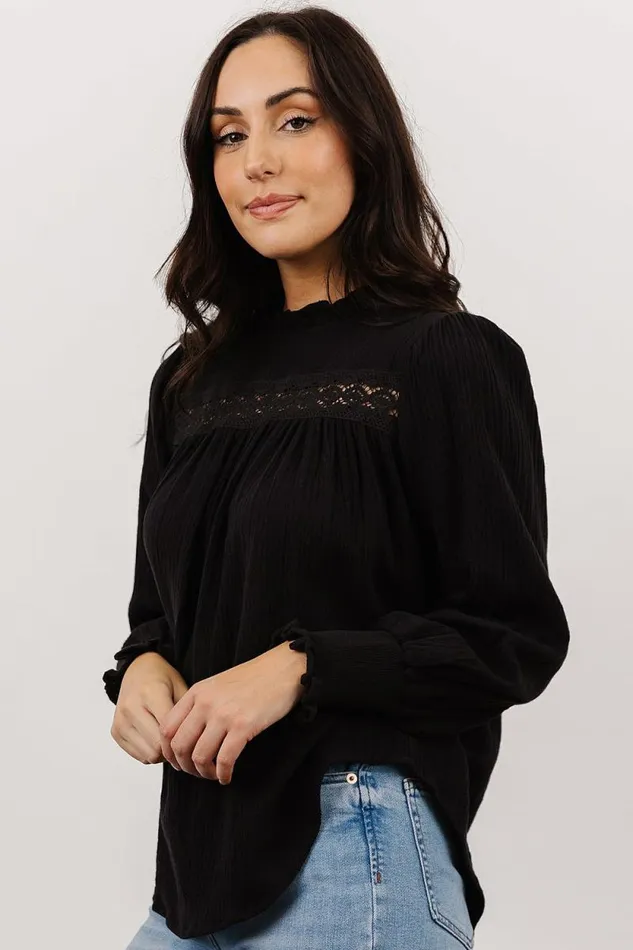 Women Revere Lace Top Black Baltic Born Blouses and Shirts
