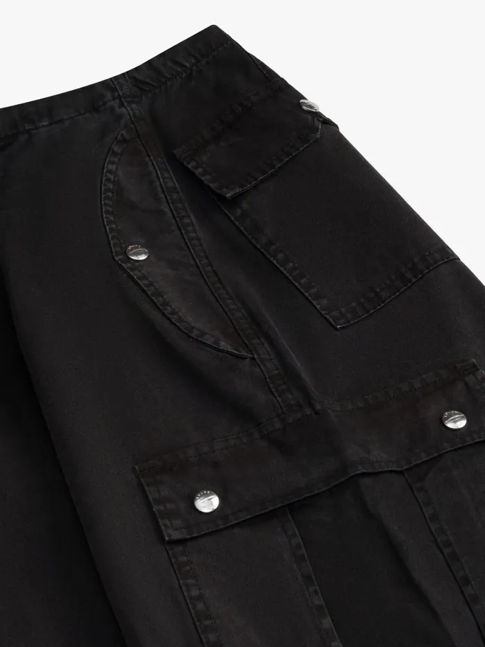 Women Rhude Bottoms WASHED PARACHUTE PANT Black