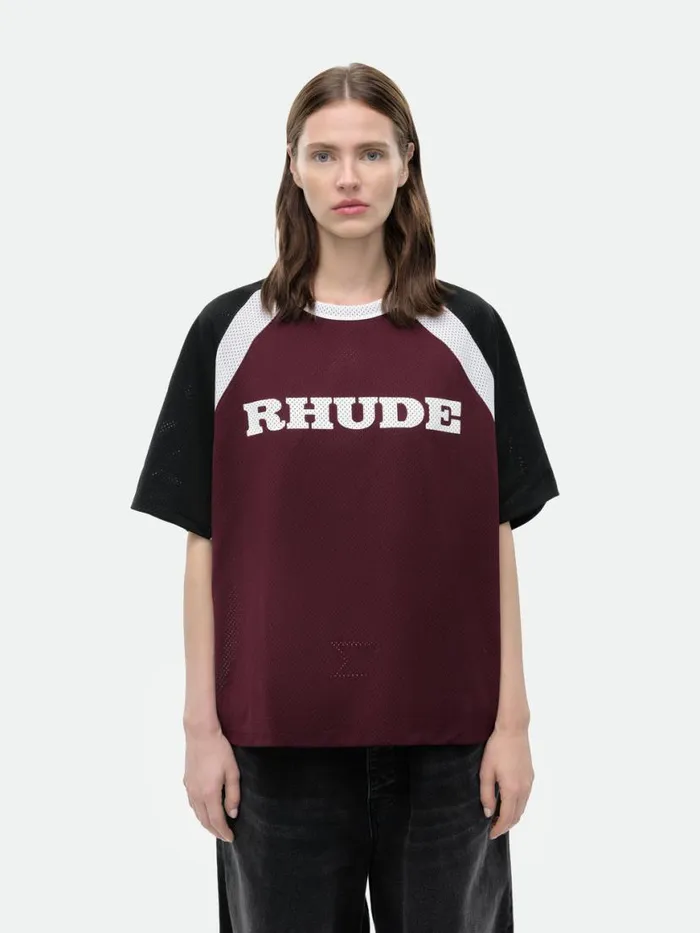 Women Rhude Tops RACING LOGO MESH SHIRT Multi