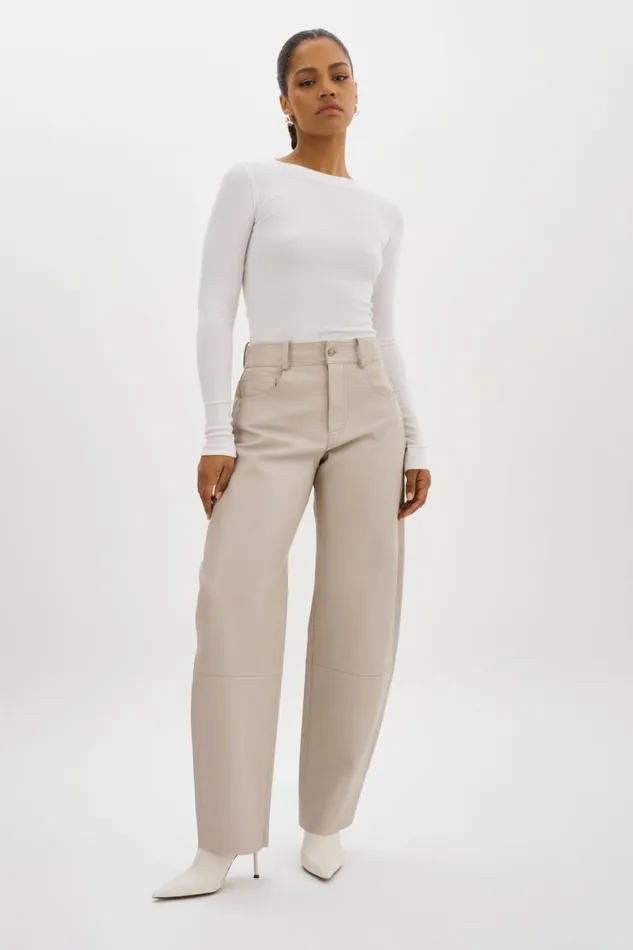 Women RIDA Horseshoe Leather Pants Oat LAMARQUE Pants and Shorts Women RIDA Horseshoe Leather Pants Oat LAMARQUE Pants and Shorts