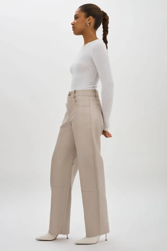 Women RIDA Horseshoe Leather Pants Oat LAMARQUE Pants and Shorts Women RIDA Horseshoe Leather Pants Oat LAMARQUE Pants and Shorts